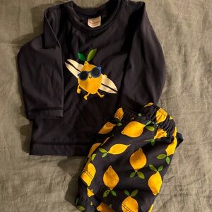 Hanna Andersson Surfing Lemon Rash Guard and Short Set 12 - 18 months